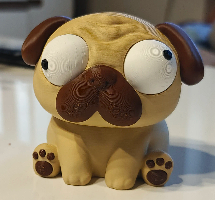 Goofy Puggy – 3D Printed Pug with Moveable Eyes 🐶👀